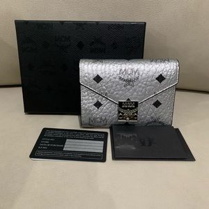 MCM Tracy Three Fold Silver Visetos Wallets